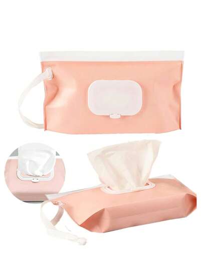 3pcs/1pc - 24cm Baby Wet Wipes Storage Box, Refillable Wet Wipes Container, Portable Baby Wet Wipes Box, Waterproof Baby Wet Wipes Dispenser, Travel Baby Wet Wipes Case, Ideal For Stroller, Reusable Storage Bag (Pink)