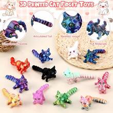 TendenciaHonoson 12 piezas de juguete para la ansiedad impreso en 3D para gatos pequeños, juguete flexible y articulado lindo para aliviar el estrés para mascotas juguetes para jugar y mostrar (5 cm)Calidad premium - Gato - Ver 3