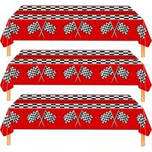TendenciaPaquete de 3 manteles de coche de carreras a cuadros – decoraciones de fiesta de cumpleaños para coche de carreras, manteles de fiesta infantiles, 54 x 108 pulgadas, rectangulares desechables paraCalidad premium - Rojo Negro Blanco Cuadros - Ver 13