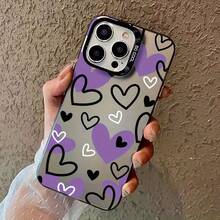 Funda de Teléfono Láser Negra Púrpura, Negra y Blanca en Forma de Corazón, Adecuada para Samsung Galaxy A02 A03S A04 A05S A06 A13 A14 A15 A16 5G A21S, Funda Completa a Prueba de Caídas A22 A23 A24 A25 A32 A34 A35 A50 A52 A53 A54 A55 A73 S21 Ultra S22 Plus S23+ - Estilo 1 (1 pieza) - Ver 7
