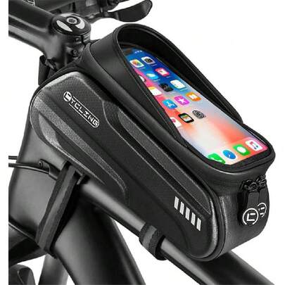 Bolsa para Cuadro de Bicicleta Ciclismo, Bolsa Impermeable Reflectant para Teléfono Celular Accesorio Herramienta, Pantalla Táctil, Ranura para Audífonos, Compatibilidad Universal,37413446