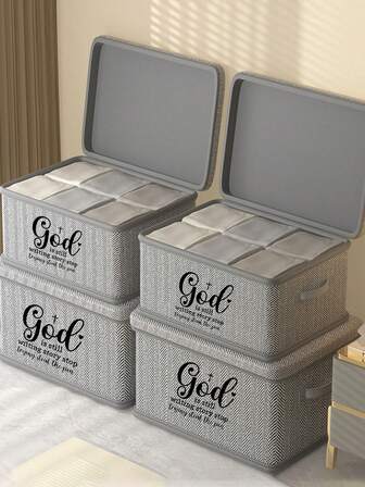 1pc 3-Pack Large Capacity Foldable Storage Boxes With Lids - Waterproof, Multi-Purpose Storage For Clothes, Snacks, Toys - Classic Fabric Rectangular Storage Bins, Under Bed Storage, Holiday Gift, Back To School Gift, Mother's Day Gift, Father's Day Gift