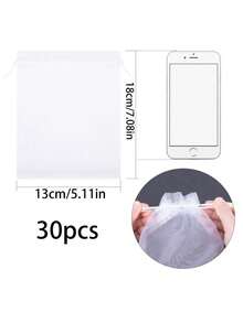 50个装优质网状水果保护袋，带抽绳 - 可重复使用透气欧根纱网，适用于花园、果园（葡萄/草莓/柠檬）、鸟类和昆虫防治、礼品包装（婚礼/圣诞节） - 彩色 - 查看 13