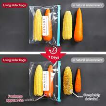 三种尺寸的自封食品保鲜袋，适用于新鲜农产品、谷物、蔬菜和肉类，厨房收纳用品及配件 - 彩色 - 查看 7