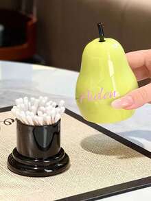 1pc New Apple & Pear Toothpick Holder, Customizable Logo & Text, High-Quality Cotton Swab Storage Box, Cute & Creative Toothpick Dispenser - Multicolor - View 7