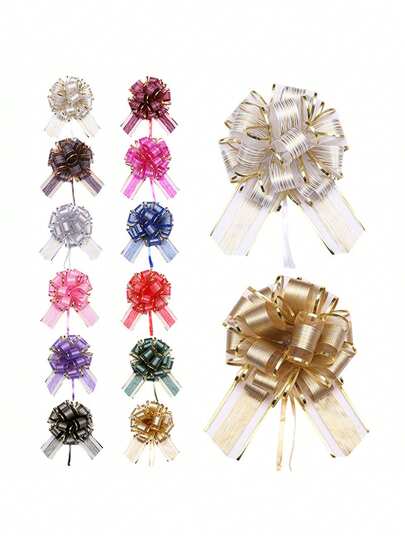 12条立体花朵造型礼品包装树皮装饰丝带