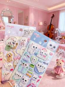 3D 可爱动物奖励贴纸 - 优雅清新设计，完美适用于手机壳、笔记本、工艺品、趣味贴纸、日记扩展页、3D 浮雕贴纸和涂鸦贴纸。