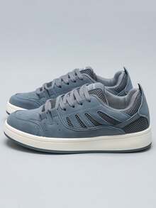 纯色休闲乐福鞋，舒适低帮男士运动鞋 - 藍色 - 查看 3