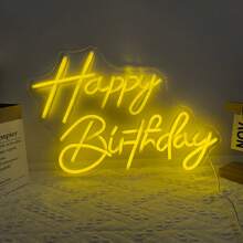 1 Peça Luz de Néon Feliz Aniversário, Decoração de Parede Suspensa Multicolorida para Quarto, Festa, Cozinha, Loja, Restaurante - Luz de Decoração de Quarto de Aniversário - luz policromática - Visão 10