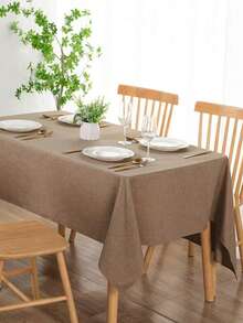 1pc Waterproof, Oil-Proof And Stain-Resistant Linen Tablecloth, Japanese Minimalist Square Style For Kitchen, Dining Room, Living Room, Study Or Any Home Decor, Suitable For Daily Use And Holiday/Party Decoration - Coffee Brown - View 3