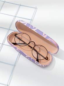 1pc Women's Fashion Purple Leaf Print Portable Eyeglasses Case - Purple-144 - View 3