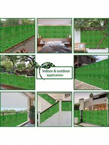 118" X 20" Artificial Ivy Privacy Fence Screen: UV-Resistant Faux Green Plant Backdrop Ivy Vine Leaf Trellis Panel, Suitable For Patio, Balcony, Garden, Backyard Indoor/Outdoor Decor, Light Green - Green - View 8