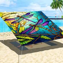 1PC 2D Digital Printing Dragonfly Art Outdoor Printed Sunshade Fabric With Printed Patterns, Windproof, Detachable, Lightweight, Semi-Shaded, Dustproof And Wear-Resistant