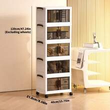 KNERS 4/5 Layer Stackable Storage Box With Wheels - Foldable Plastic Storage Box, Suitable For Homes And Offices, Capacity Of 3 Cubic Feet, 2 Cubic Feet, 27 Inches High, Multifunctional Wardrobe And Trash Can, Space Saving Design, Suitable For Living Room, Bedroom Or Workspace, Wardrobe Organization And Storage, Flexible Storage Solution, Modern Aesthetics, Durable Structure, Storage Box, Storage Box, Household Organizing Storage Box. - Nhiều màu - Xem 8