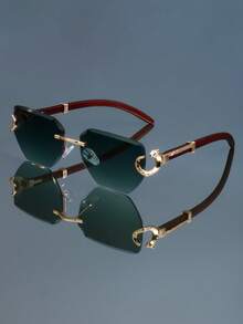 1pc Classic Modern Retro Simple Versatile Rimless Edged Square Fashion Glasses, Suitable For Women, Men, Punk, Party, Street Style, Bohemian - Multicolor - View 6