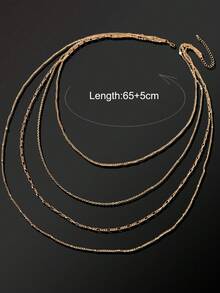 1pc Fashionable Multi-Layer Chain Necklace, Suitable For Everyday Wear - Yellow Gold - View 4