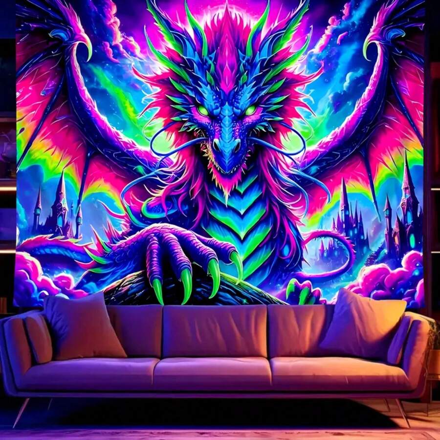 1pcFluorescent Colored Tapestry, Reactive Black Light Tapestry, E-Sports Room College Wall Hanging - GT4448 - View 1
