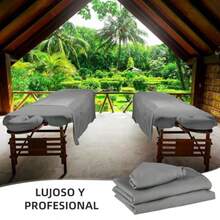 Microfibra Premium Sábanas Set para Camilla Masaje Suave y Transpirable Sabanas para Cama Masaje Profesional 3 Piezas Incluye Sábana Plana Sábana Ajustada y Funda de Reposacabezas Gris - Gris Oscuro - Ver 7