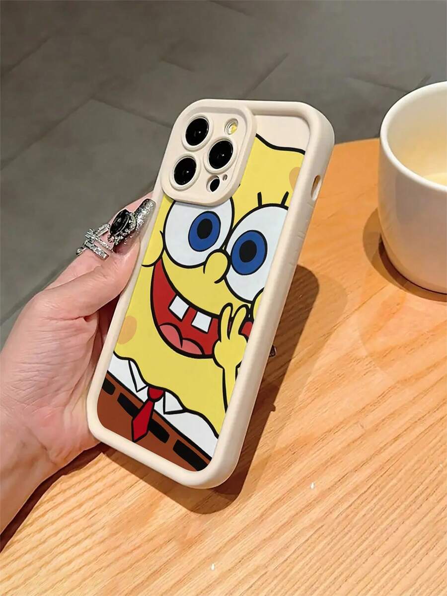 SPONGEBOB 1个卡通海绵宝宝极简设计防震手机壳，适用于三星/苹果17/16/15/14/13/12/11 Pro Max/12 Pro/14 Plus及其他型号 - 彩色 - 查看 1