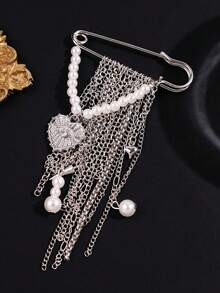 1 chiếc ghim cài áo hình trái tim tua rua hình học độc đáo, sang trọng lấy cảm hứng từ đồng xu cổ điển, trang sức tinh tế cho phụ nữ khi đi làm hoặc dự tiệc. - Xem 3