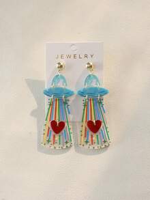 1 Đôi bông tai mặt dây chuyền hình trái tim màu hồng trong suốt bằng acrylic, quà tặng lãng mạn cho nữ nhân dịp Lễ Tình nhân, thích hợp cho các lễ hội âm nhạc và tiệc tùng. - Nhiều màu - Xem 6