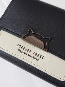 New Cute Cat Short Wallet For Women Folding Colorblock Coin Purse Student Card Holder Wallet Purse Wallet Small Wallet Cute Wallet Mini Wallet Purses For Woman Wallet For Ladies - Pastel - View 4