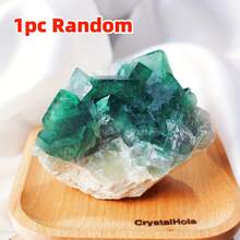 1块深绿色萤石，蓝绿色萤石矿石标记，原石矿石标记装饰标本，绿色晶体簇，家具客厅装饰，荧光效果极强，在阳光下会变色 - 彩色 - 查看 14