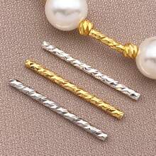 20个18K镀铜真金加厚银色铂金花朵连接管，DIY手链饰品制作配件