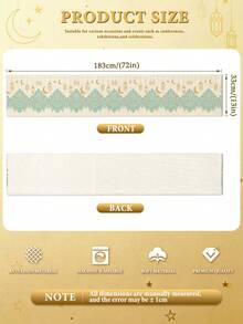 1pc Ramadan Blessing Classical Floral & Lantern Pattern Table Runner, Single-Sided Print, Faux Linen Polyester Rectangular Table Runner, Suitable For Home Kitchen Dining Room Indoor/Outdoor Decor, Great For Holiday Gatherings And Celebrations - Multicolor - View 14