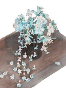 1pc Handmade Elegant Chinese Style Bride Forest Tassel Lily Flower Hairpin, Vintage Retro Bridal Hair Accessory Headpiece