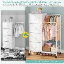 EnHomee Sturdy Drawers Dresser With 2-Tier Hanging Storage Cabinet And 4 Fabric Drawers, Space-Saving Organizer For Child's Room, Bedroom, Or Bathroom, White - 白色 - 查看 3