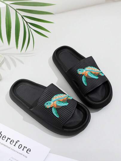 Summer New EVA Cartoon Turtle Cool Slippers For Boys And Girls, Thick-Soled Indoor And Outdoor Cool Slippers For The Beach, Suitable For Teenagers