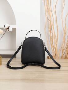 Zainetto mini stampato da donna con cinghia regolabile, borsa a tracolla casual con zip, portatile e leggera, adatta per adolescenti, donne, studenti universitari, per uso all'aperto, viaggi, escursioni, ritorno a scuola, lavoro, affari, pendolarismo, ecc. - nero - Visualizzare 3