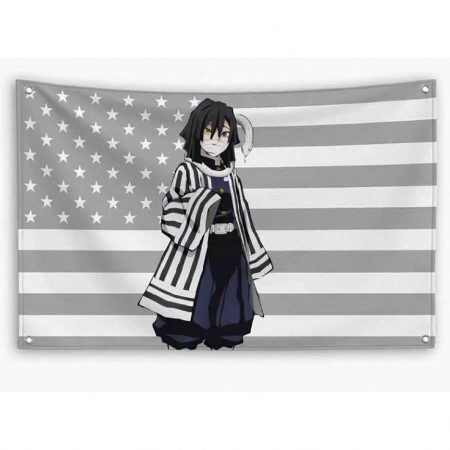 Obanai Iguro American Flag Anime : Kimetsu No Yaiba Banner Outdoor Decor Decoration Garage Flags Tapestry Flag - a - 查看 1