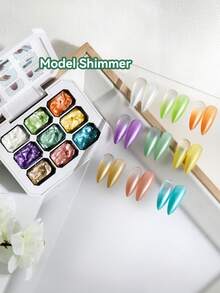 AiFer 9 Colors Glitter Slap-On Gel Nail Polish, High Saturation, Semi-Solid Gel Nail Lacquer, Suitable For Nail Salons - 彩色 - 查看 3