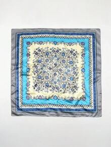 90*90 Silk Large Square Scarf|Summer Elegant Retro Women's Headscarf|Head & Neck Accessories - 藍色 - 查看 6