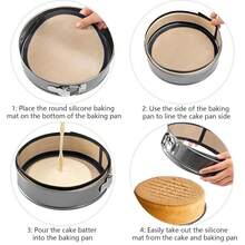 2stk Silikon Backmatten für Springform 22,8 cm, Verhindert das Anhaften von Kuchen am Boden und an Seiten Wiederverwendbare Antihaftbeschichtete Backunterlage für Käsekuchenformen (Schwarz)-6976 - Schwarz - Übersicht 6