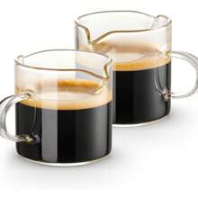 Espresso Cups Set Of 2, 4 OZ Double Spouts Cups, Shot Glasses, Milk Cup With Handle, Clear Glass, Espresso Accessories For Machine, Small - Transparent - View 6