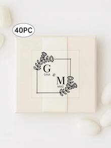 8/20/40pcs Custom Clear Plastic Stickers With Black Print,Square Wedding Transparent Stickers,Adhesive Labels With Love By Your Name, Personalized Stickers With Text Logo - Multicolor - View 51