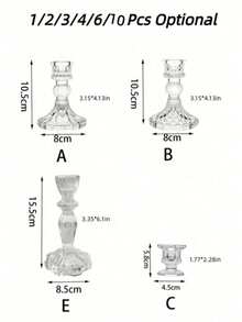 1/2/3/10 Stück Kerzenhalter mit klarem Kristalldesign, geeignet für Heimdekoration, Hochzeitsdekoration, romantisches Kerzenlicht-Dinner, Geburtstagsparty, Herbst, Valentinstag, Weihnachten, Winter, Feiertage, Feiertags-Grundausstattung - Verschiedenfarbig - Übersicht 5