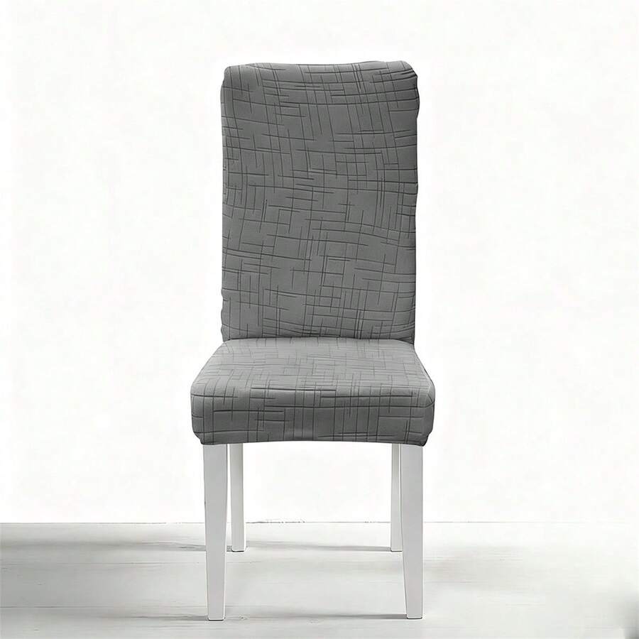 Chair Covers For Dining Chairs Stylish Carved Well Pattern Removable Washable Universal Stretch Chair Slipcovers - Gris - Ver 1