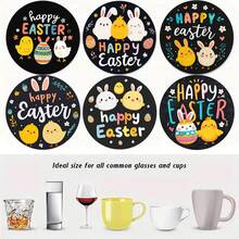 4 piezas /6 piezas /300 piezas Posavasos de barro de diatomeas con estampado de conejo de dibujos animados y huevos de Pascua, adecuados para decoración del hogar, cafeterías, meriendas, decoración de restaurantes, fiestas temáticas, decoración diaria y también pueden ser regalos - Multicolor - Ver 4