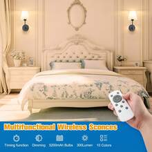 2pcs Wireless Fabric Wall Lamp, RGB Color Changing, Remote Control Dimmable, Touch Switch Detachable, Bedroom Living Room Atmosphere Decor Light (Gold/Black/Chrome) - Multicolor - View 11