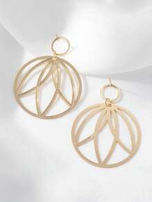 1对几何镂空极简金属耳环 - 金色290 - 查看 2