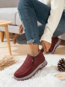 2025 Botas de Nieve Cortas para Mujeres con Forro de Piel - Con Diseño Antideslizante, Son Perfectas para Uso al Aire Libre en InviernoBotas de Moda y MultifuncionalesSon un artículo imprescindible para el invierno, botas para mujer cómodas y versátiles, botas de aspecto rojo vibrante. - Marrón - Ver 9
