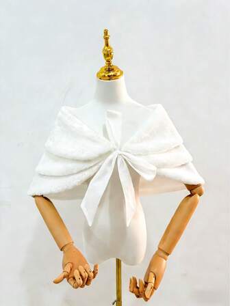 1 pieza Elegante chal nupcial con capucha de piel sintética blanca, chal envolvente cálido, adecuado para bodas, fiestas, ceremonias, vestidos sin tirantes, romántico y lujoso