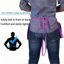 BOHARERS Waist Apron With 3 Pockets - Black Waitress Waiter Server Short Aprons - I-1包紫色 - 查看 5
