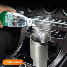 12V Car Electric Kettle 450ml Car Heating Cup Stainless Steel Travel Coffee Mug Double Wall Vacuum Insulated Travel Water Bottle, Suitable For Water, Tea, Coffee, Milk, Car Kettle - Silver - View 4