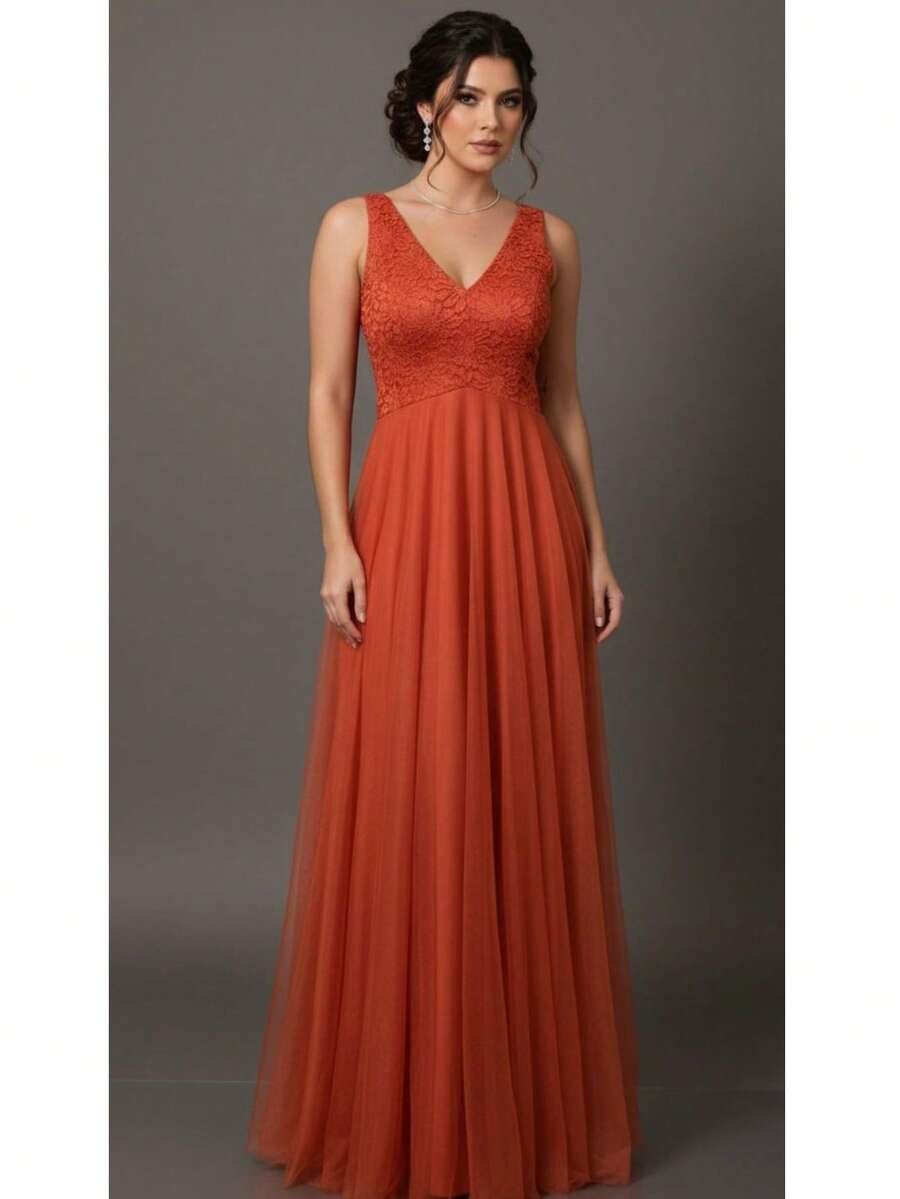 Women Dresses - Màu Cam cháy - Xem 1