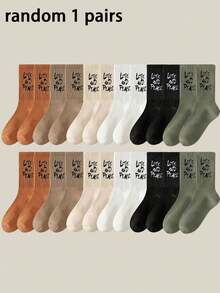 Tất nam, tất nữ, tất đôi, tất dài đến bắp chân in chữ LOVE AND PEACE, tất thể thao thường ngày mùa xuân/hè (1 đôi/5 đôi/6 đôi/12 đôi). - Nhiều màu - Xem 11